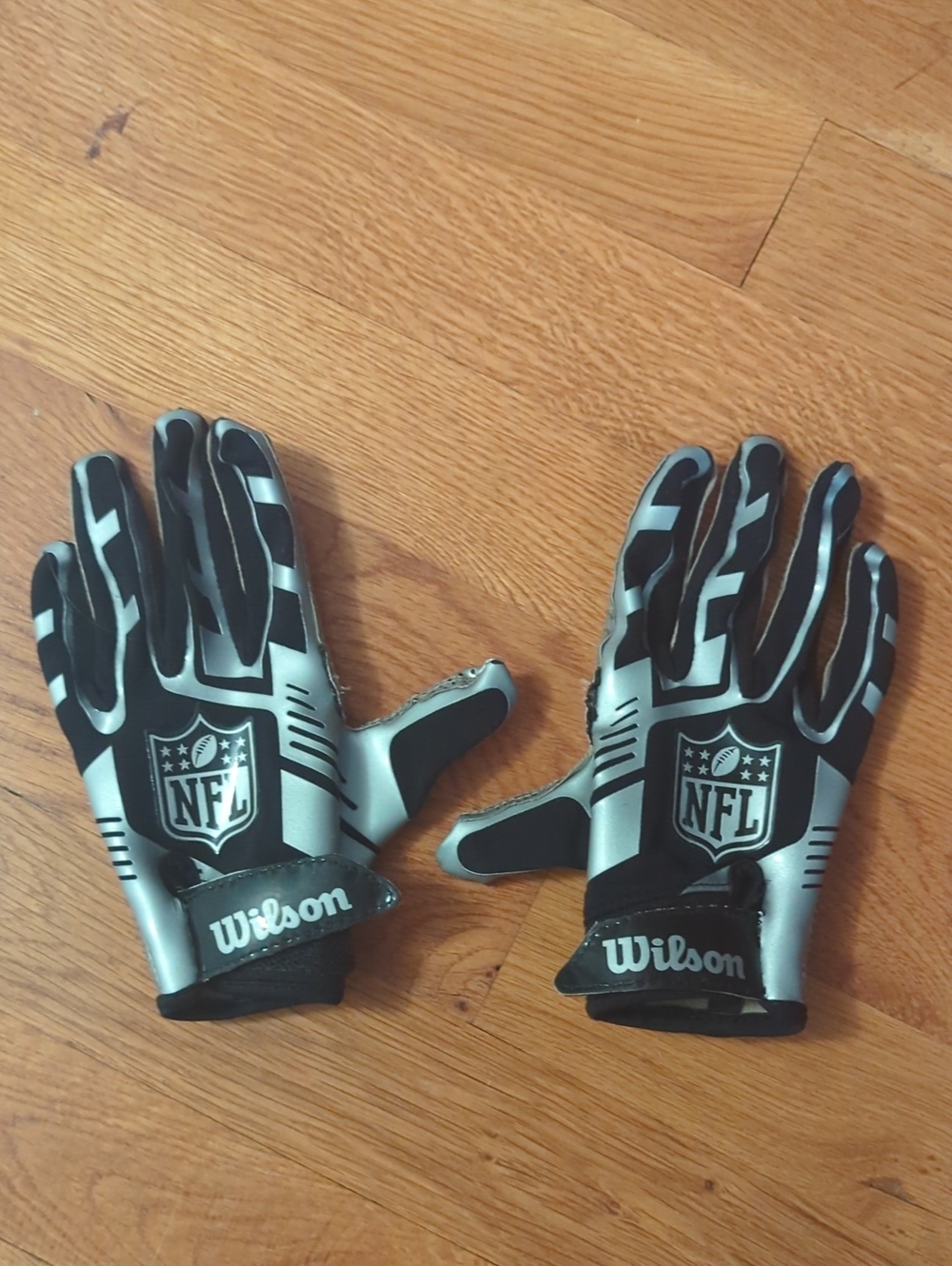 Wilson Silver and Black NFL Receiver Gloves - Men's Football Grip Gloves